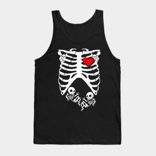 Spooky Skeleton Costume Pregnant Mommy of Twin Boys Tank Top